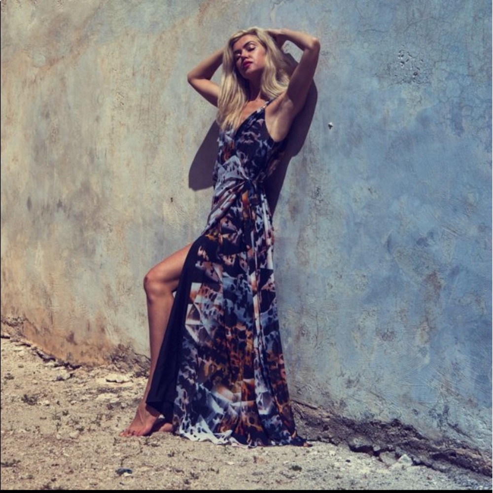 Marciano maxi dress gown orange black white